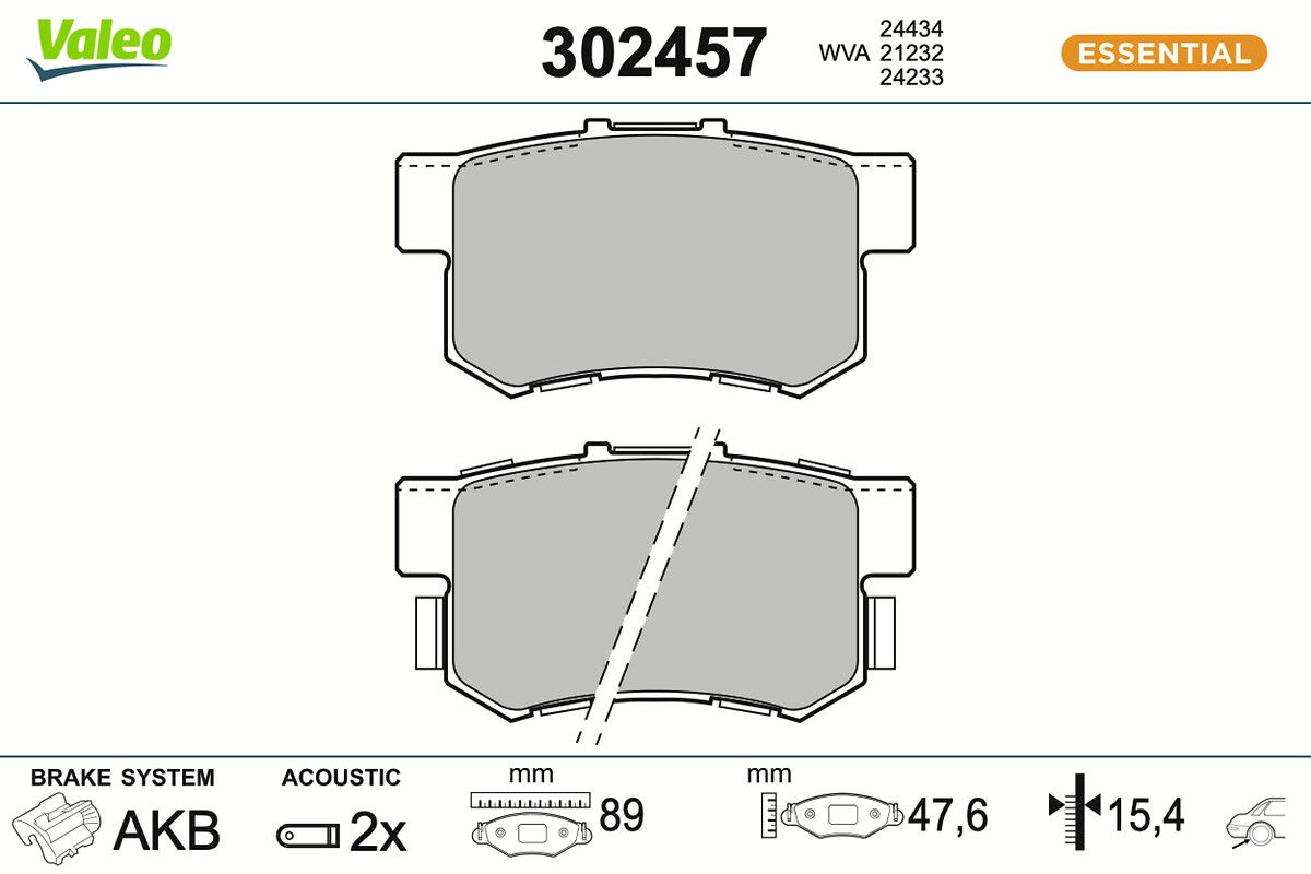 Jogo de 4 pastilhas de travão VALEO ref. 302457